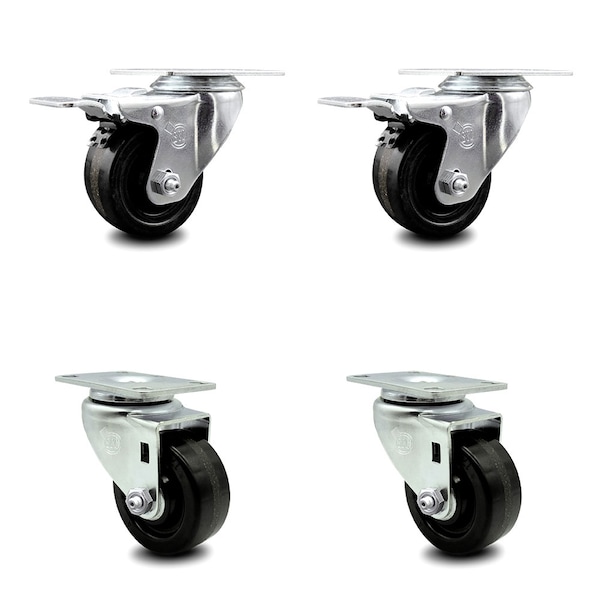 Service Caster 3.5 Inch Phenolic Wheel Swivel Top Plate Caster Total Lock Brakes SCC, 2PK SCC-TTL20S3514-PHS-2-S-2 - main